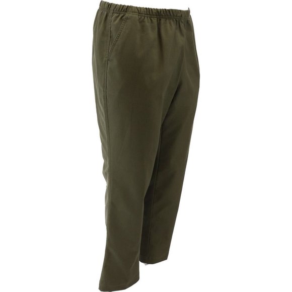 NWT LANDS' END WOMEN'S FIT3 TWILL ELASTIC WAIST PANTS DARK OLIVE GREEN 18P - Picture 8 of 11